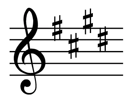 <p>Key with four sharps</p>