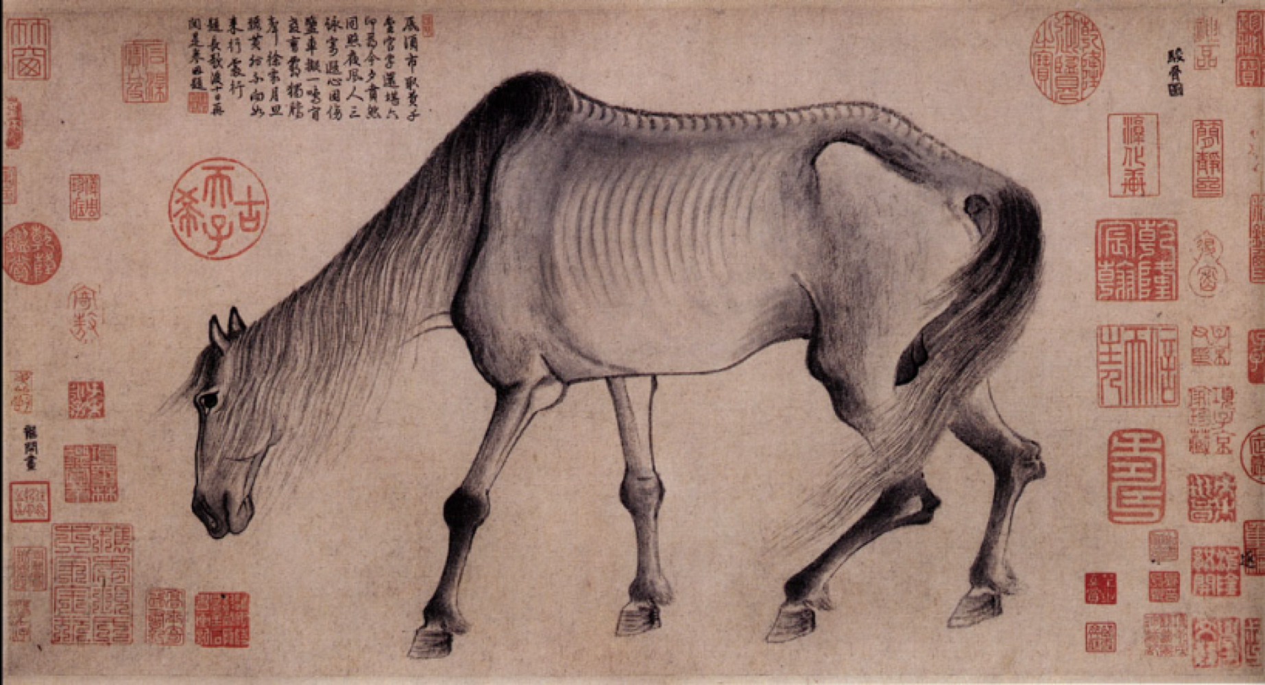 <p>Explain the context of the Emaciated horse and its significance </p>