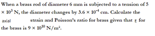Poisson's Ratio problem statement