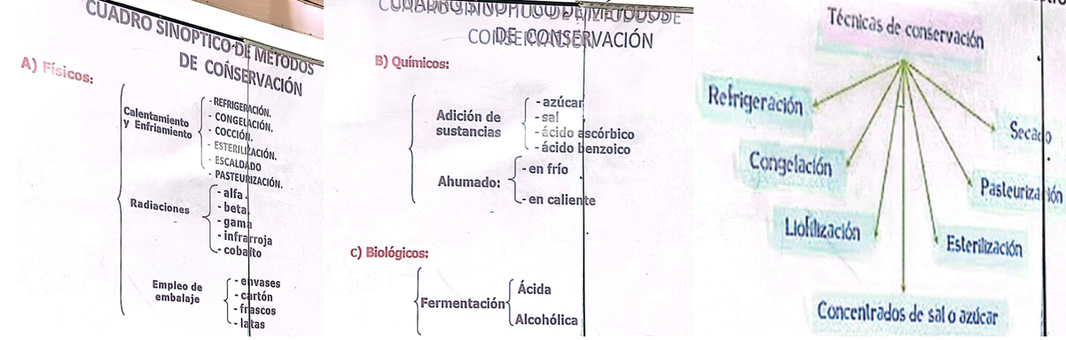 <p><strong><span style="color: red">5.Conservación de los alimentos por métodos químicos</span></strong></p><p>Principales métodos de conservación:</p><p><strong><u>Físicos </u></strong></p><ol><li><p><strong>Liofilización - calentamiento y enfriamiento </strong></p></li><li><p><strong>Esterilización - calentamiento y enfriamiento </strong></p></li><li><p><strong>Pasteurización - calentamiento y enfriamiento </strong></p></li><li><p><strong>Secado y deshidratación</strong></p></li><li><p><strong>Refrigeración - calentamiento y enfriamiento </strong></p></li><li><p><strong>Congelación - calentamiento y enfriamiento </strong></p></li><li><p><strong>Ultracongelación - calentamiento y enfriamiento </strong></p></li><li><p><strong>Envasado al vacío - empleo de embalaje</strong></p></li><li><p><strong>Envasado - empleo de embalaje </strong></p></li><li><p><strong>Irradiaciones - radiaciones </strong></p></li></ol><p><strong><u>Químicos </u></strong></p><ol><li><p><strong>Empleo de conservadores químicos </strong></p></li><li><p><strong>Salazon - adición de sustancias </strong></p></li><li><p><strong>Acidificación - adición de sustancias </strong></p></li><li><p><strong>Escabechado - adición de sustancias </strong></p></li><li><p><strong>El ahumado - ahumado </strong></p></li></ol><p><strong><u>Biológicos </u></strong></p><ol><li><p><strong>Fermentación - fermentación  </strong></p></li></ol><p><strong><u>Otros </u></strong></p><ol><li><p><strong>Destrucción mecánica de microorganismos </strong></p></li></ol>