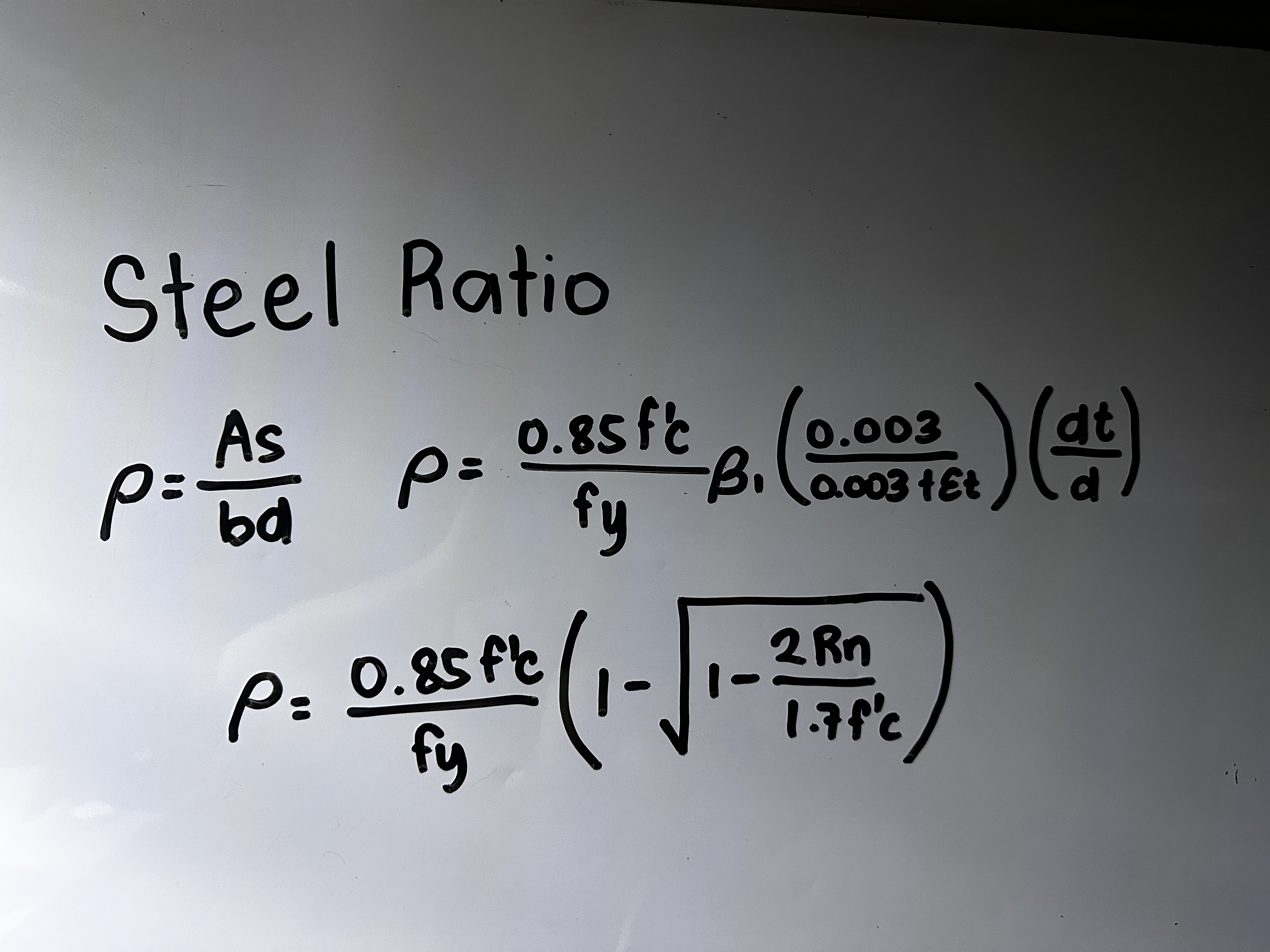 <p>It is the ratio of between the steel bars to the total area of the beam</p>