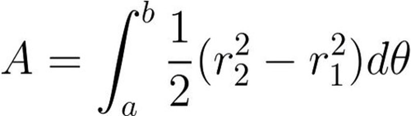 <p>1/2 ∫ R² - r² over interval from α to β, <br><br>find α and β by setting equations equal, solve for θ.</p>