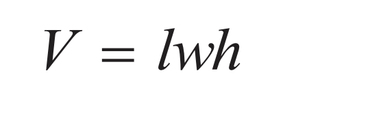 <p>l = length </p><p>w = width </p><p>h = height</p>