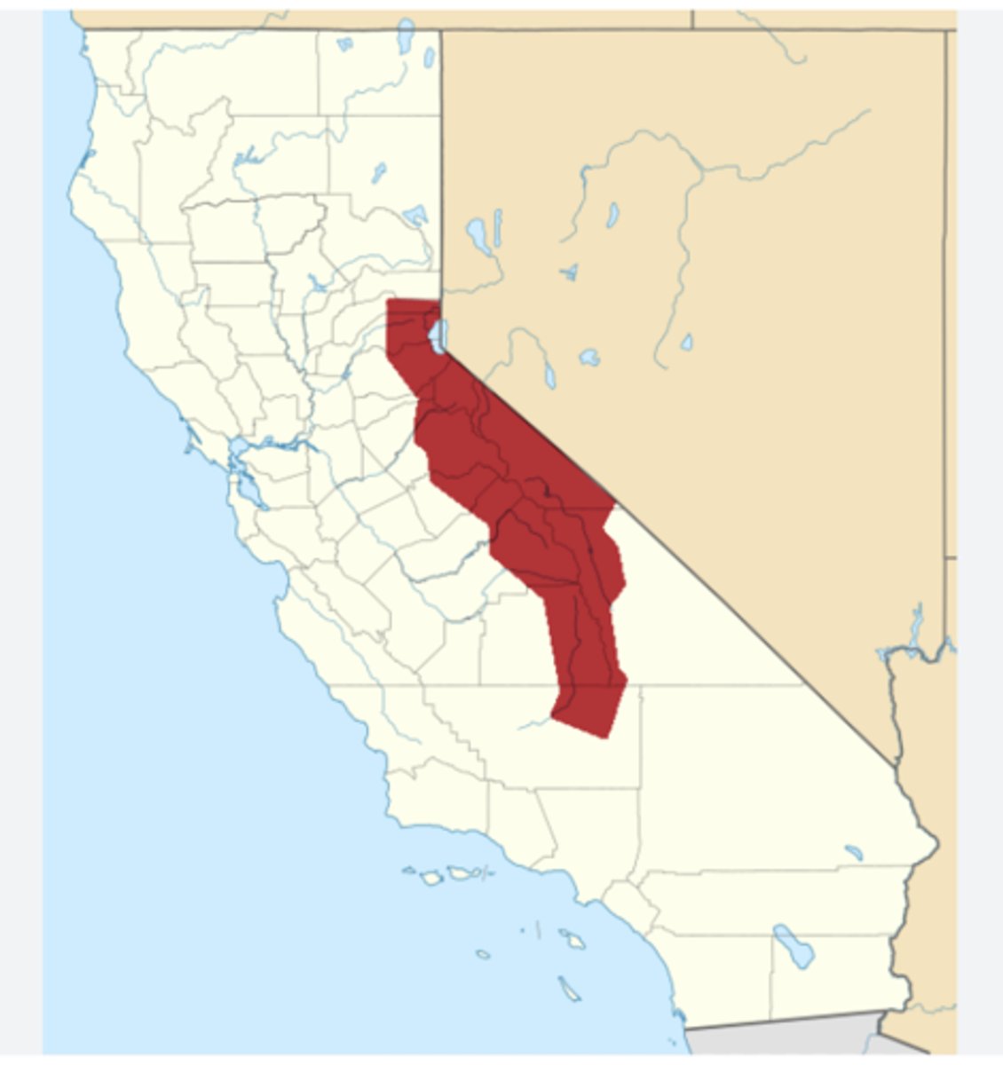 <p>mountain range- California &amp; Nevada</p>