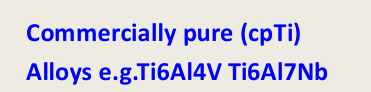 <p>Commercially pure and alloys  </p>