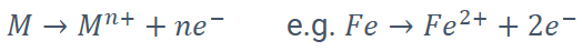 <p>Loss of valence electrons; occurs at the anode</p>