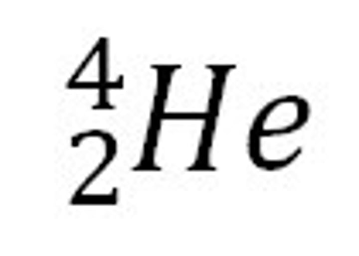 <p>Mass = 4 and charge = +2</p>