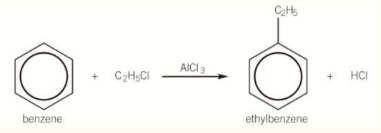 <p><span style="background-color: transparent;"><span>It is a similar reaction mechanism as halogenation, using a halogen carrier (AlCl</span><sub><span>3</span></sub><span>) as a catalyst.</span></span></p>