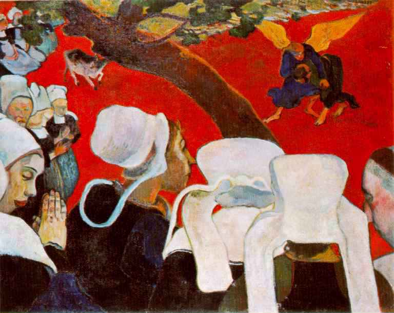 <p>☆<span>Gauguin,<em>Vision after the Sermon (Jacob Wrestling with the Angel)</em>, 1888</span></p>