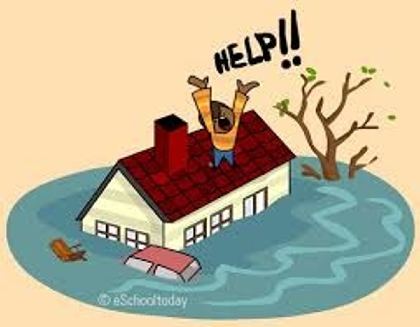 <p>a large amount of water covering land that is usually dry</p>