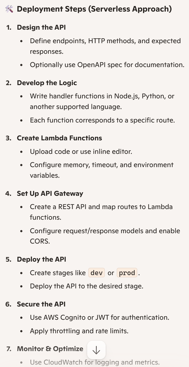 <p>I’d approach it by first understanding the API’s requirements—its traffic profile, latency expectations, and operational complexity. If Kubernetes is off the table, there are still several robust options on AWS for deploying REST APIs.</p>
