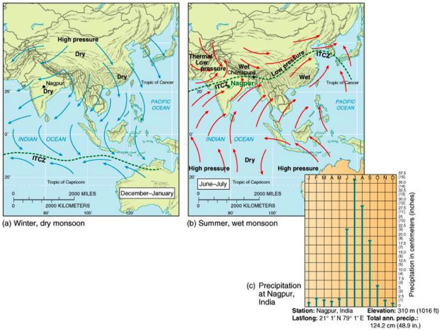 Wet / Dry Monsoons in the Indo-Pacific Oceans