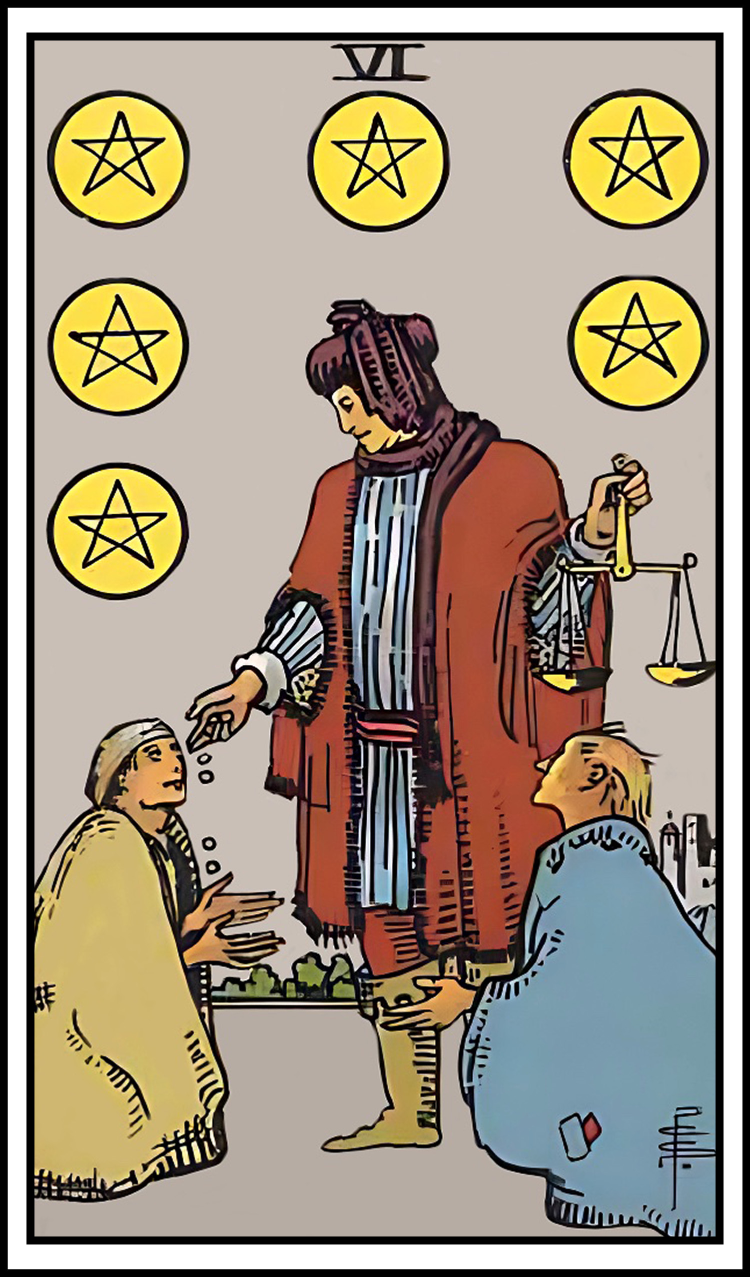 <p>6 of pentacles</p>