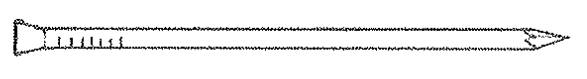 <p><span>A nail having a small conical head and shank more slender than a common nail of the same length, used in finish work in which the head may remain visible</span></p>