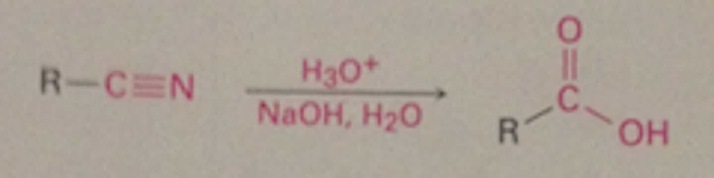 <p>nitrile to carboxylic acid</p>