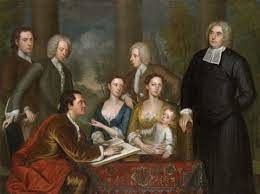 1728/The Bermuda Group (Dean Berkeley and his Etourage)/complex arrangement of figures in different poses.