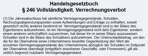 <p>§ 246 Abs. 1 HGB</p>