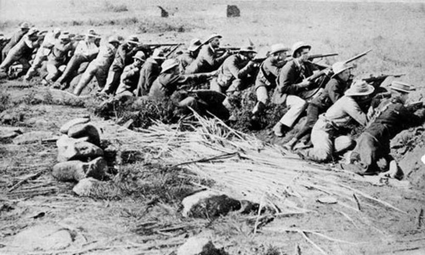 <p>A conflict in which the Boers and the British fought for control of territory in South Africa.</p>