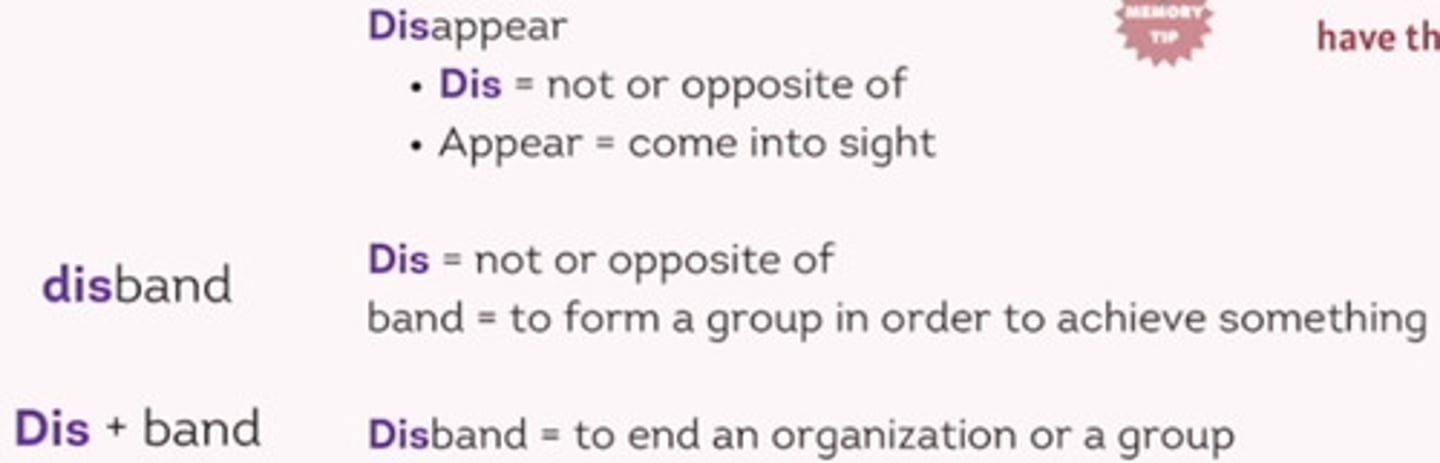 <p>Break words into parts to decipher what the word means.</p><p>(Think of other words that have the same parts).</p>
