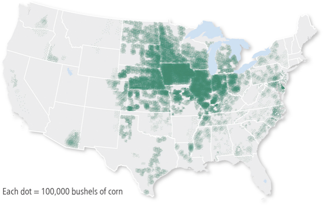 <p><span>Thematic maps that use points to show the precise locations of specific observations or occurrences, such as crimes, car accidents, or births.</span></p>