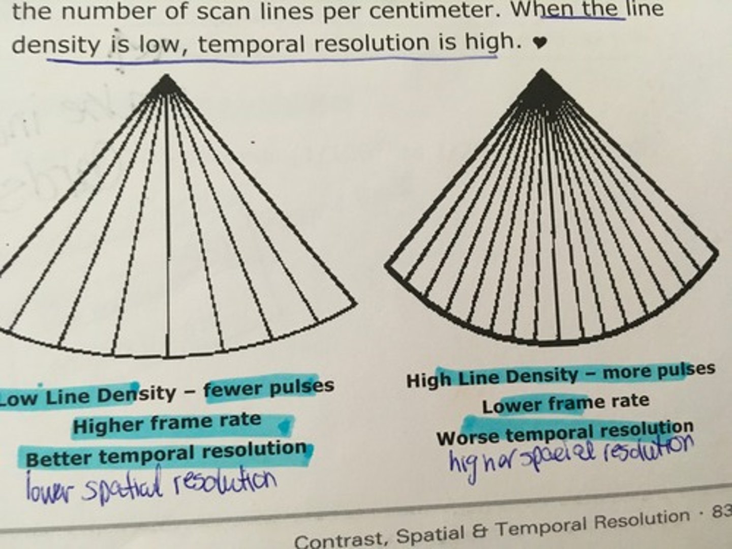 <p>Temporal resolution refers to the ability to precisely position moving structures from instant to instant.</p><p>Minimize depth of view</p><p>Use single focus</p><p>Narrow sector</p><p>Minimize line density</p><p>As temporal resolution improves, so does the image quality</p>