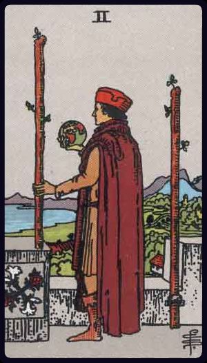 <p>TWO OF WANDS</p>