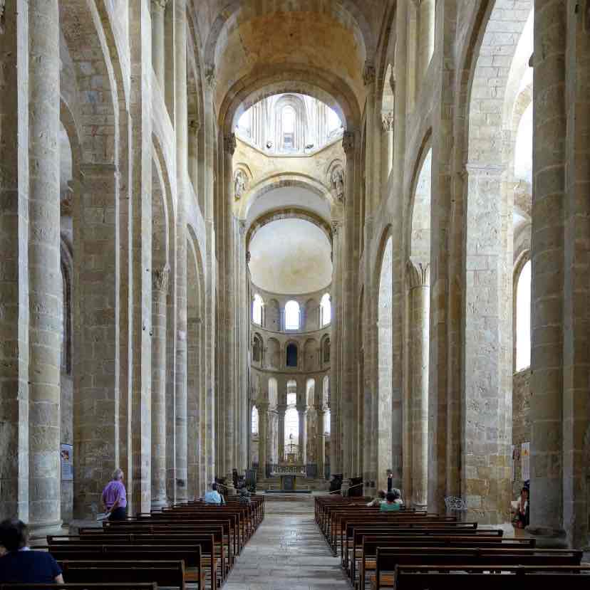 <p><strong>Church of Sainte-Foy</strong></p><p>Romanesque Europe</p><p>Conques, France</p><p>Church: 1050-1130 CE Reliquary: 9th century CE</p><p><u>Architecture</u>: Stone and paint <u>Reliquary</u>: gold, silver, gemstones, and enamel over wood</p>