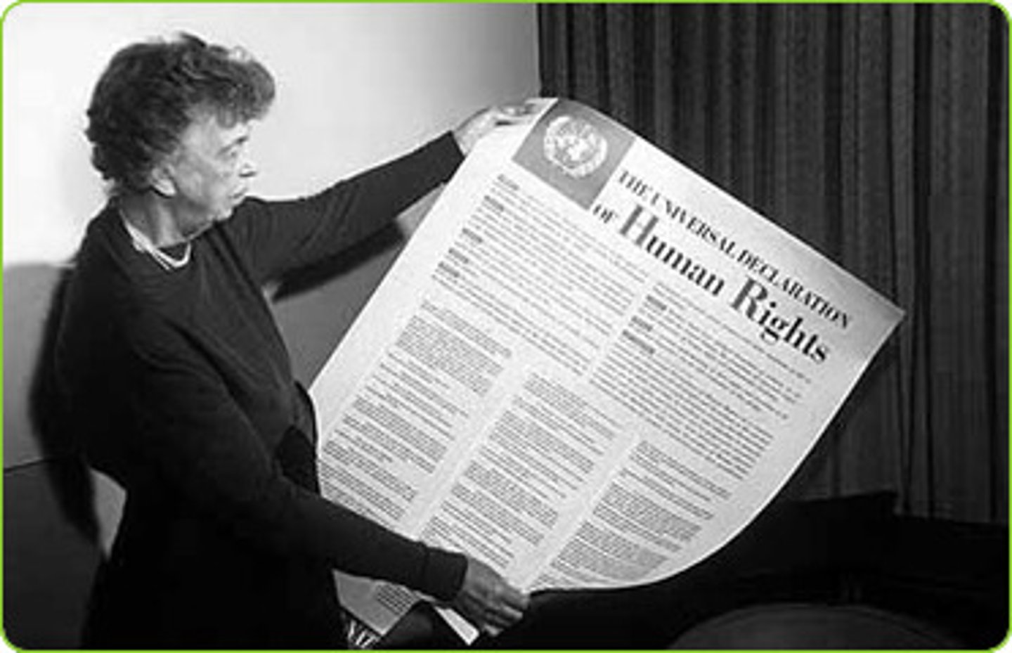 <p>A 1948 statement in which the United Nations declared that all human beings have rights to life, liberty, and security.</p>