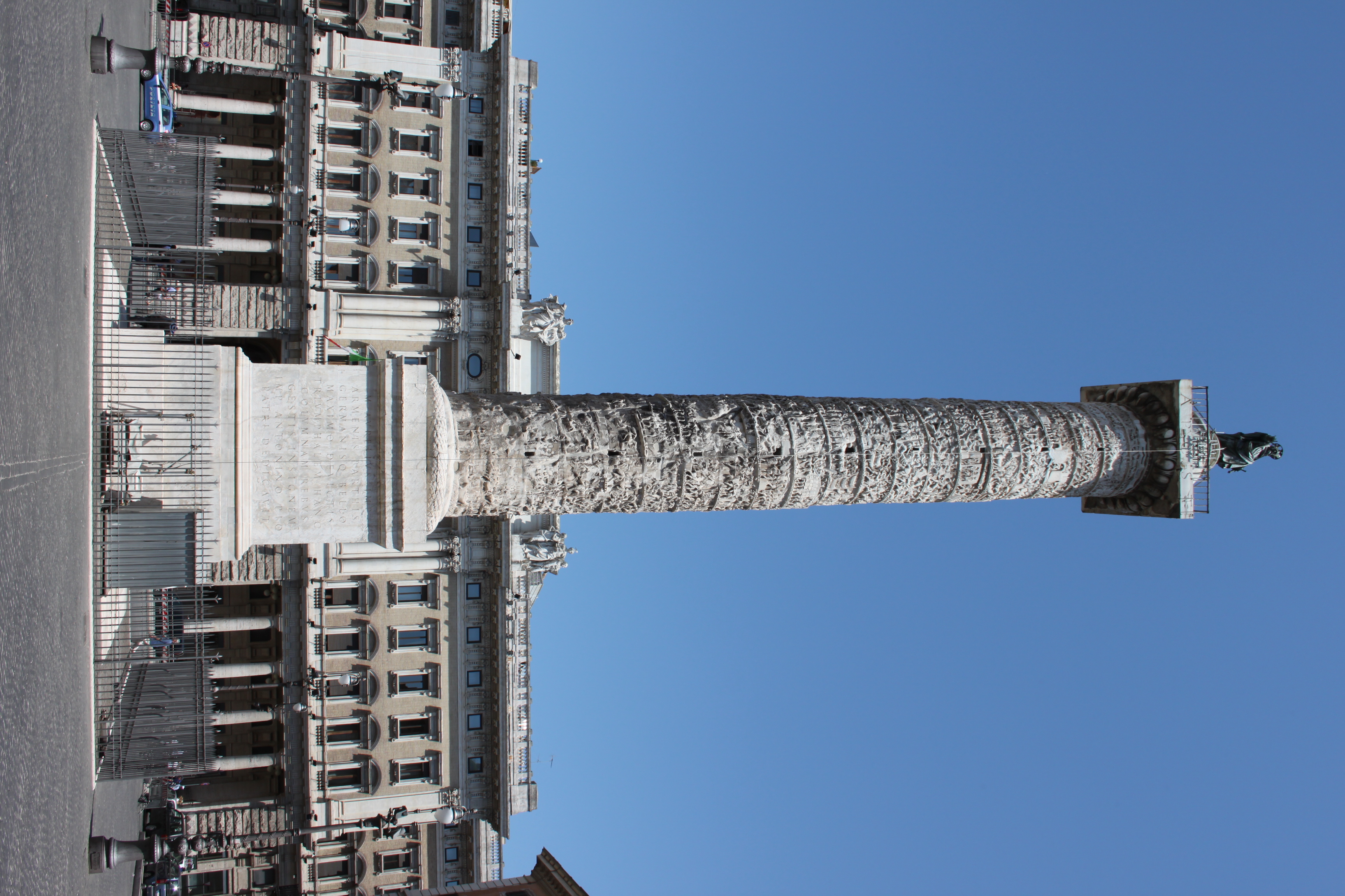 The cylindrical shaft commemorates the emperor's victory over Germanic tribes north of the Danube.
