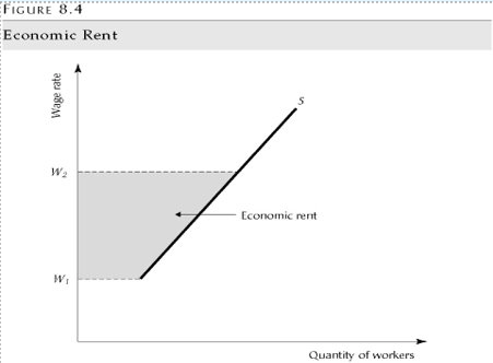 <p>Wage rate received in excess of the reseveration wage rate </p><p></p>