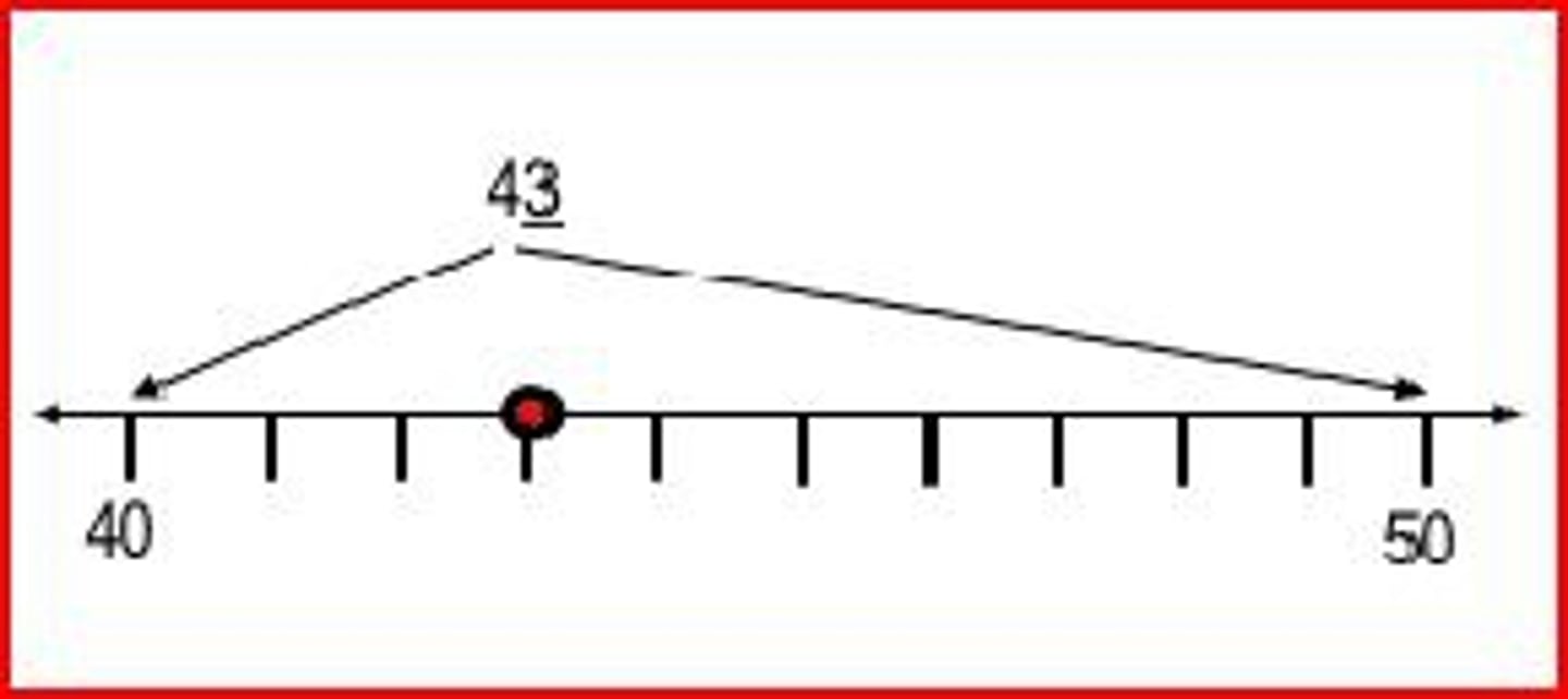 <p>rounding a number based on the number to the right of the place being rounded to; round down if less than 5 and round up if the number to the right is 5 or higher</p>