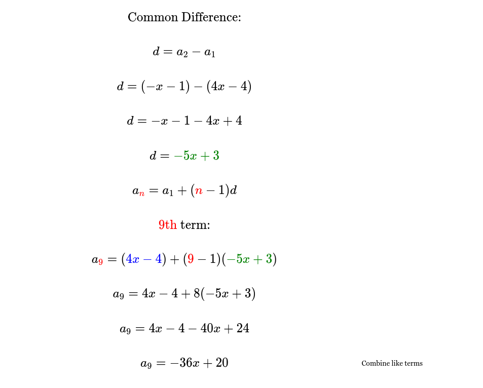 <p>a<sub>9</sub> = -36x + 20</p>