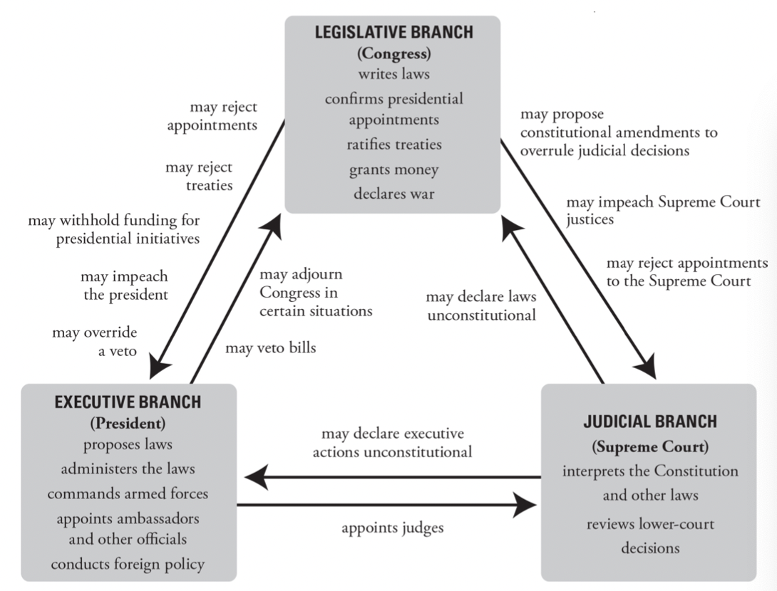 Roles of the three branches of government