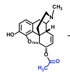 <p>Heroin —→ (fast hydrolysis) This intermediate —→ (slow hydrolysis) Morphine </p>