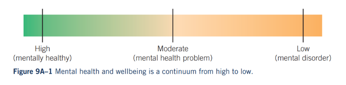 <ul><li><p>Mentally healthy</p></li><li><p>Mental health problem</p></li><li><p>Mental health disorder</p></li></ul><p></p>