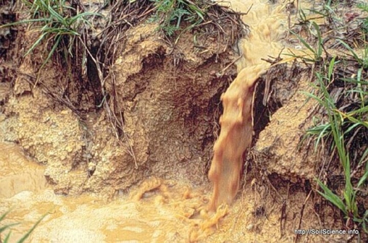 <p>The process of soil being taken away by wind or water.</p>
