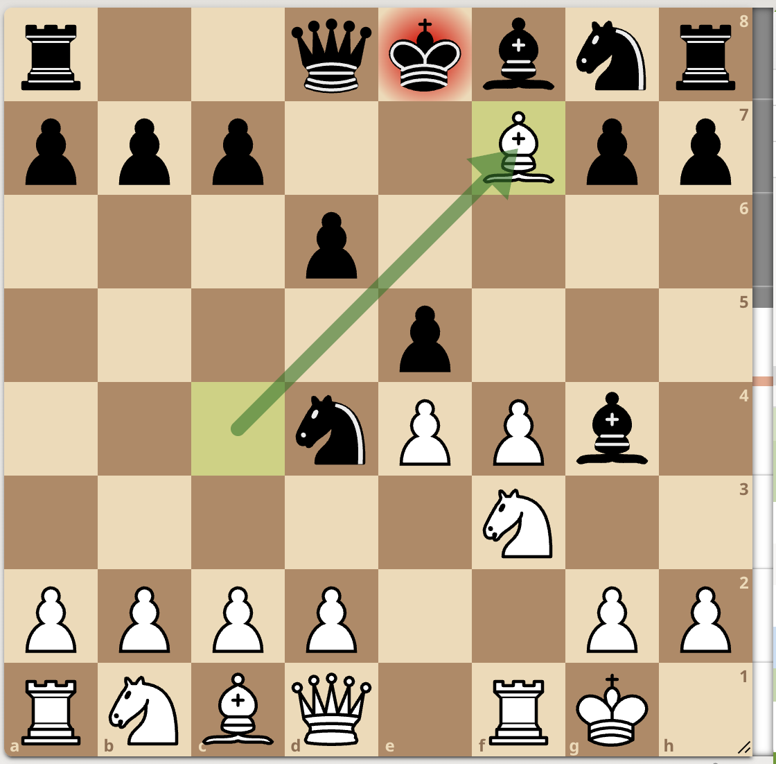 <p>Bxf7+</p>