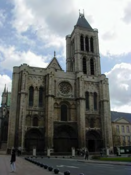 <p><span style="color: rgb(255, 255, 255);"><span>West façade, Abbey Church of<br>Saint-Denis (Saint Dionysius), Early<br>Gothic, St. Denis, France, stone,<br>1135-1140</span></span></p>