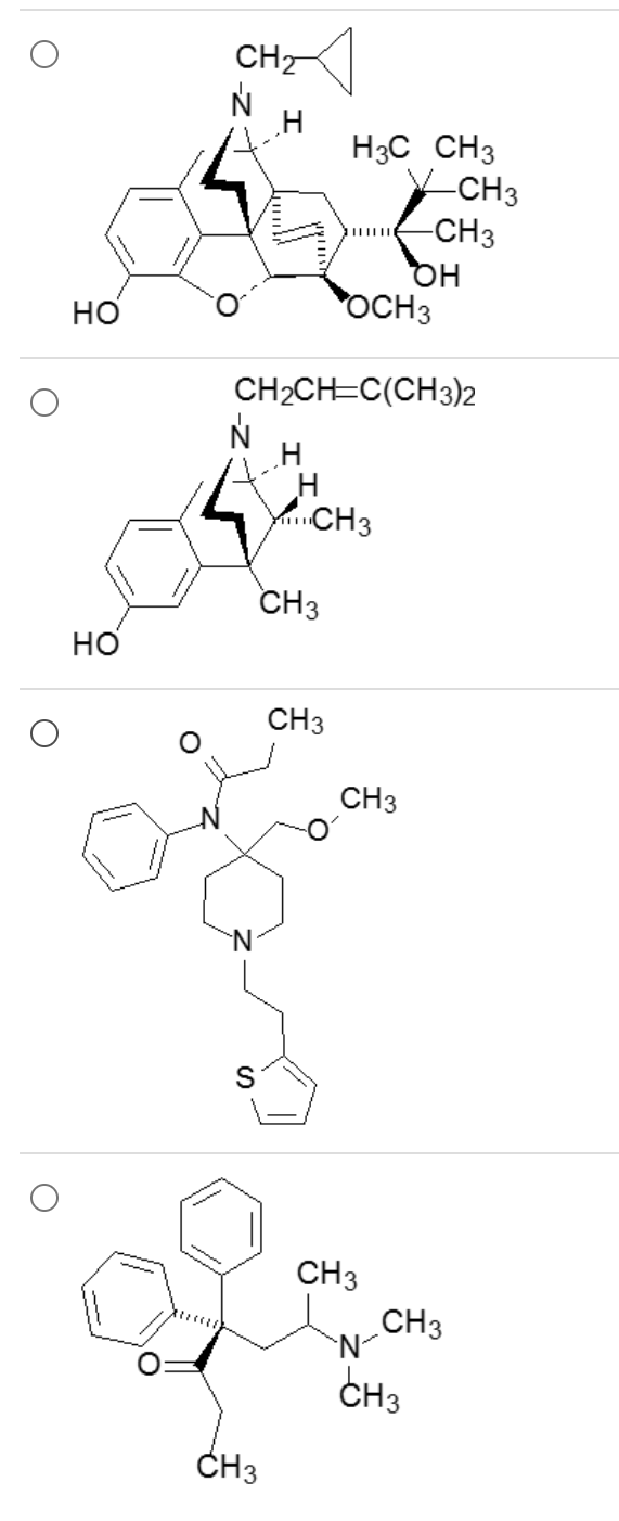 <p>Which of these is an analgesic that’s a member of the methadone class?</p>