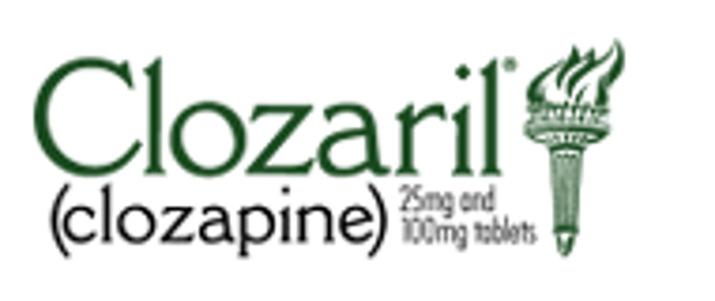 <p><strong>A TYPICAL ANTIPSYCHOTIC FOR TREATMENT- RESISTANT PATIENTS WITH SCHIZOPHRENIAB</strong></p><p></p><p>FORMS:  Tablet </p><p>SIDE EFFECTS: <strong>Agranulocytosis</strong>, agitation, drowsiness</p>