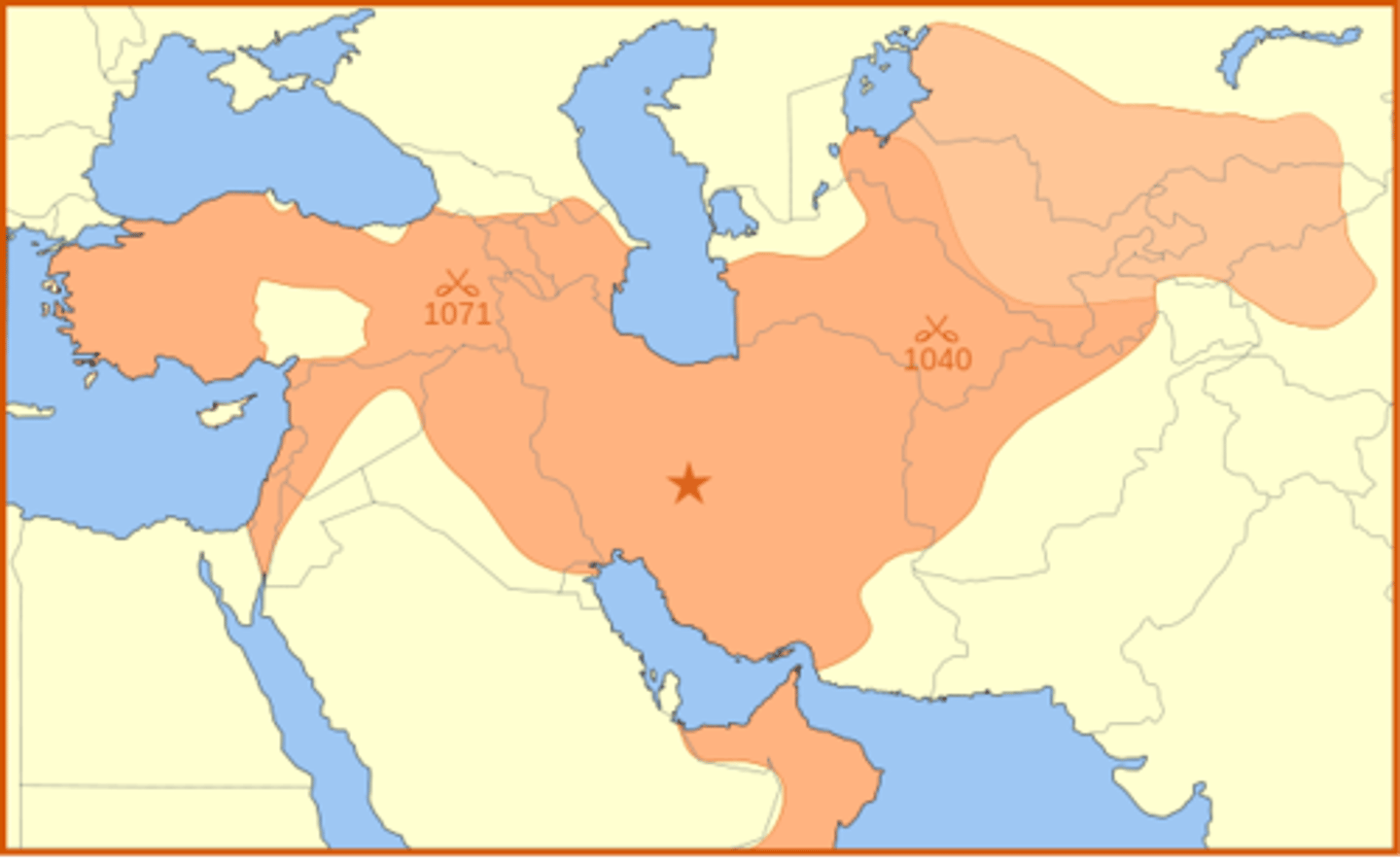 <p>Middle East, 11th-12th centuries</p><p>}Turkic empire ruled by sultans in Persia and modern-day</p><p>Iraq</p><p>} Established Turks as major ethnic group carrying Islam</p><p>across Eurasia, along with Arabs and Persians</p><p>} Demonstrated weakness of Abbasid caliphate in its later</p><p>years; sultans held real power in the empire</p><p>} Helped to spread the influence of Islam throughout the region</p>