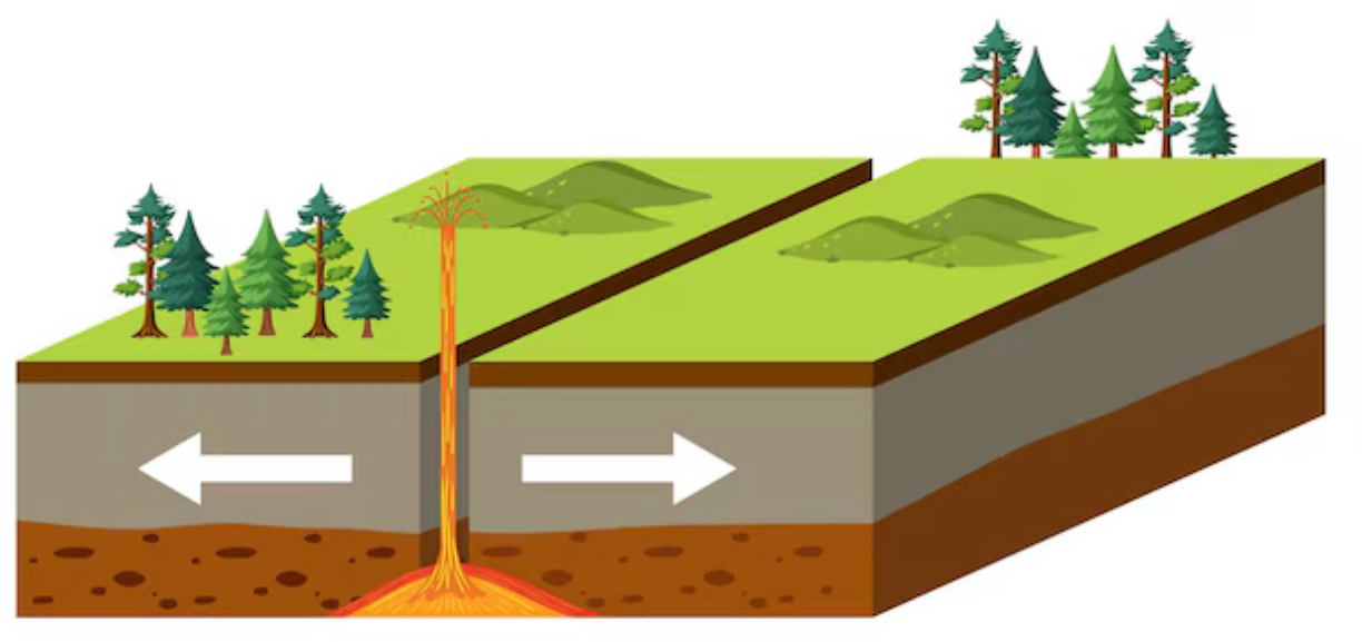 <p>Two plates moving away from each other</p>