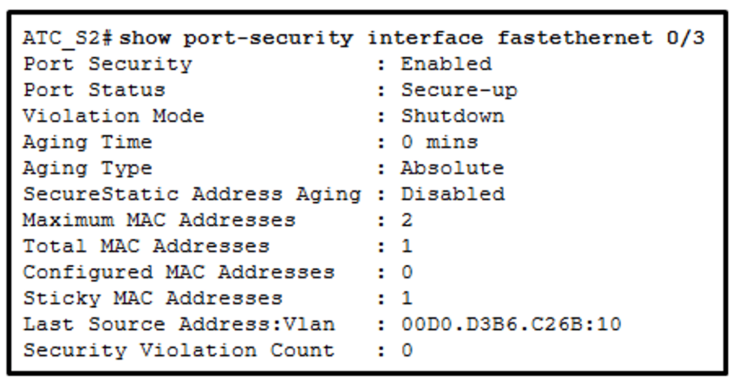 <p>The port violation mode is the default for any port that has port security enabled.</p>