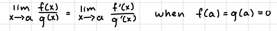 <p>Used if limit is in indeterminate form (0/0 or infinity/infinity)</p>
