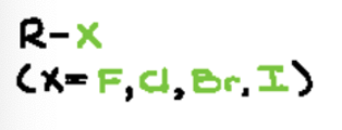 <p>C bound with a halogen</p>