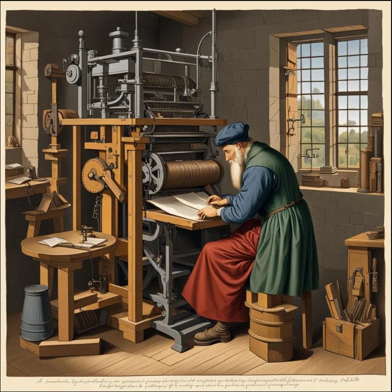 <p>1450s European invention using movable type to mass-produce books.</p><p>Sig: Spreads knowledge &amp; literacy; helps Reformation &amp; scientific thinking; part of cultural transformation in Europe.</p>
