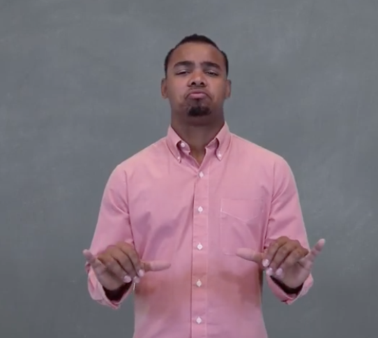 <p>Place both hands in a “Y” handshape and bounce them up and down simultaneously; make sure to use facial expressions and shake head “No”</p>