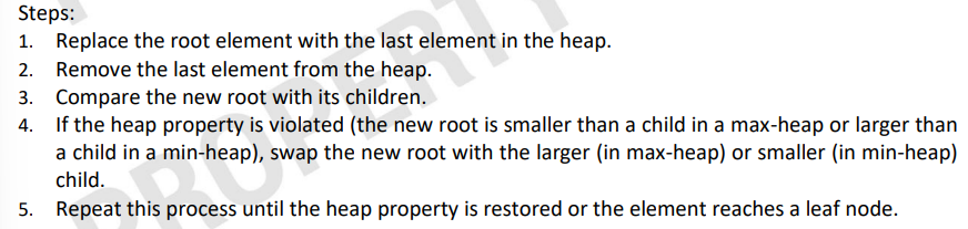 <ul><li><p>used after deleting the root element to restore the heap property by moving the new root element down the tree.</p></li></ul><p></p>
