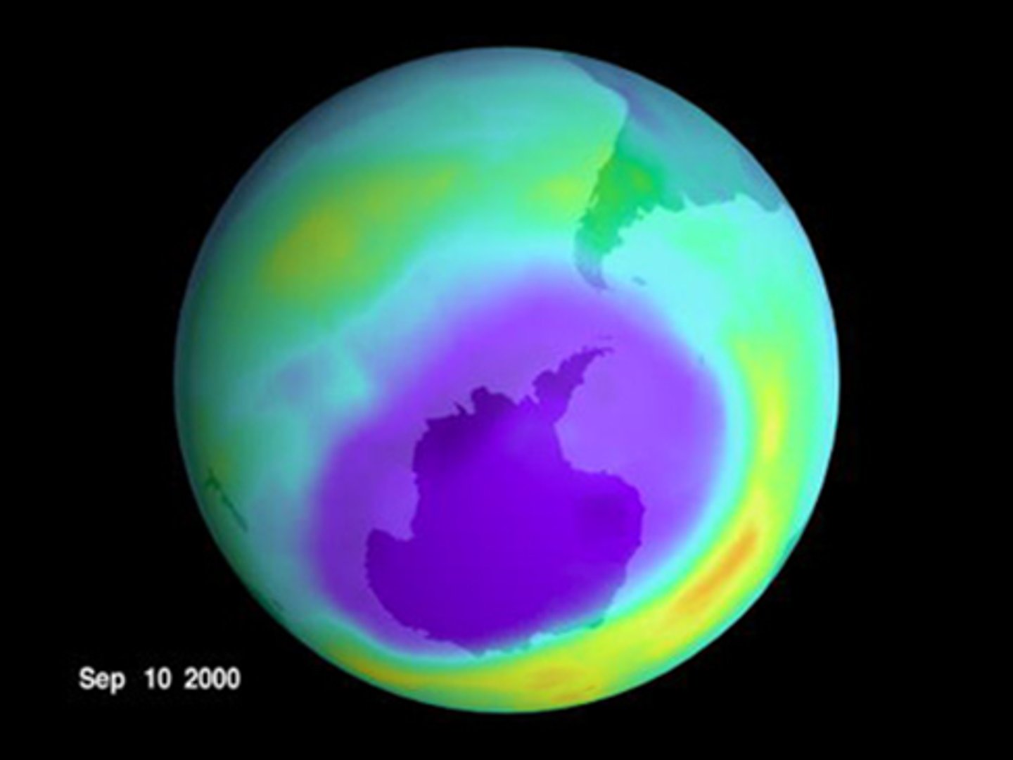 <p>loss of ozone molecules in atmosphere resulting in increase in harmful solar radiation reaching ground level</p>