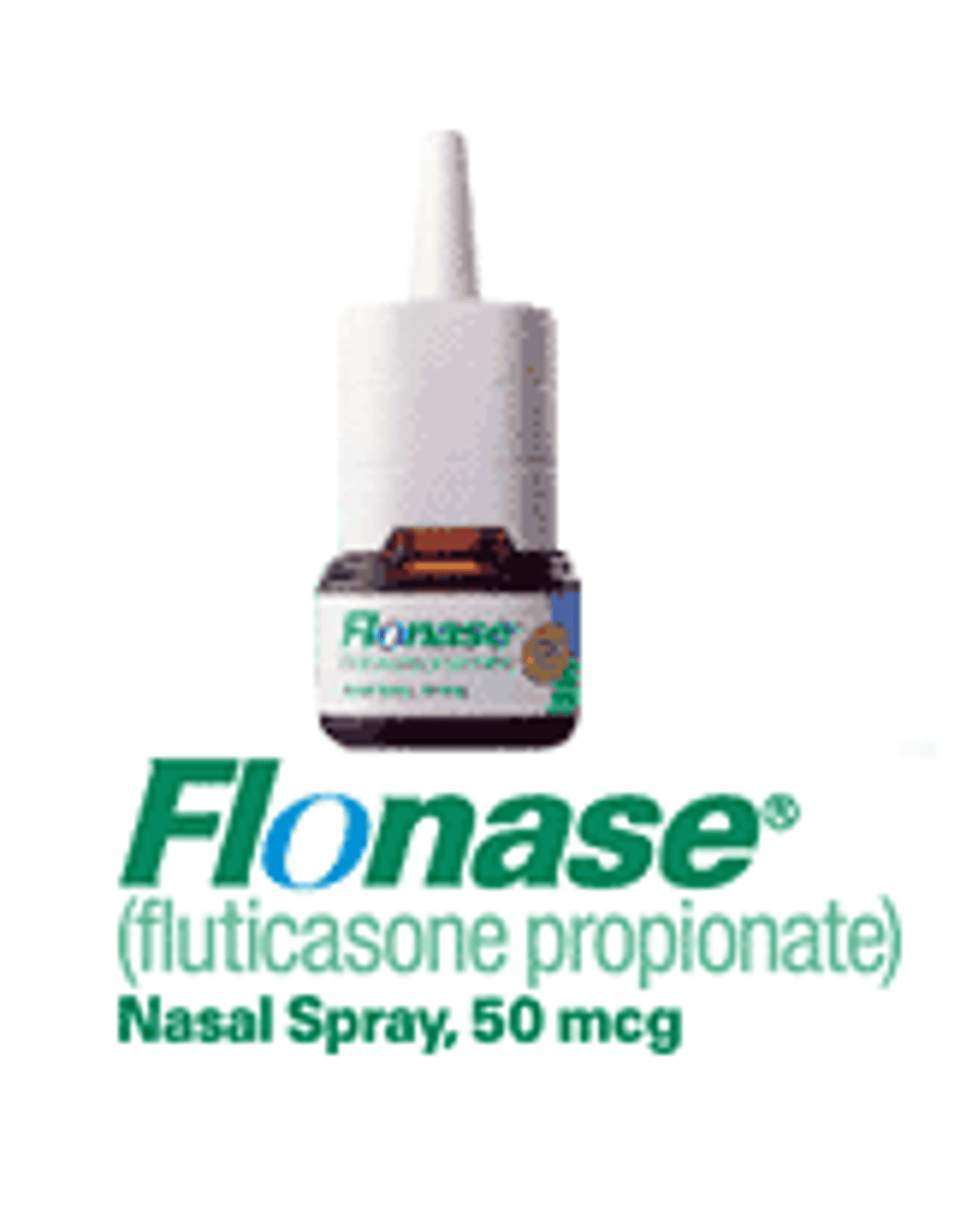 <p><strong>Brand:</strong> Flonase</p><p><strong>Class: </strong>Nasal steroid</p><p><strong>Indication: </strong>Allergic rhinitis</p><p><strong>Schedule: </strong>OTC &amp; NCLM as generic</p>
